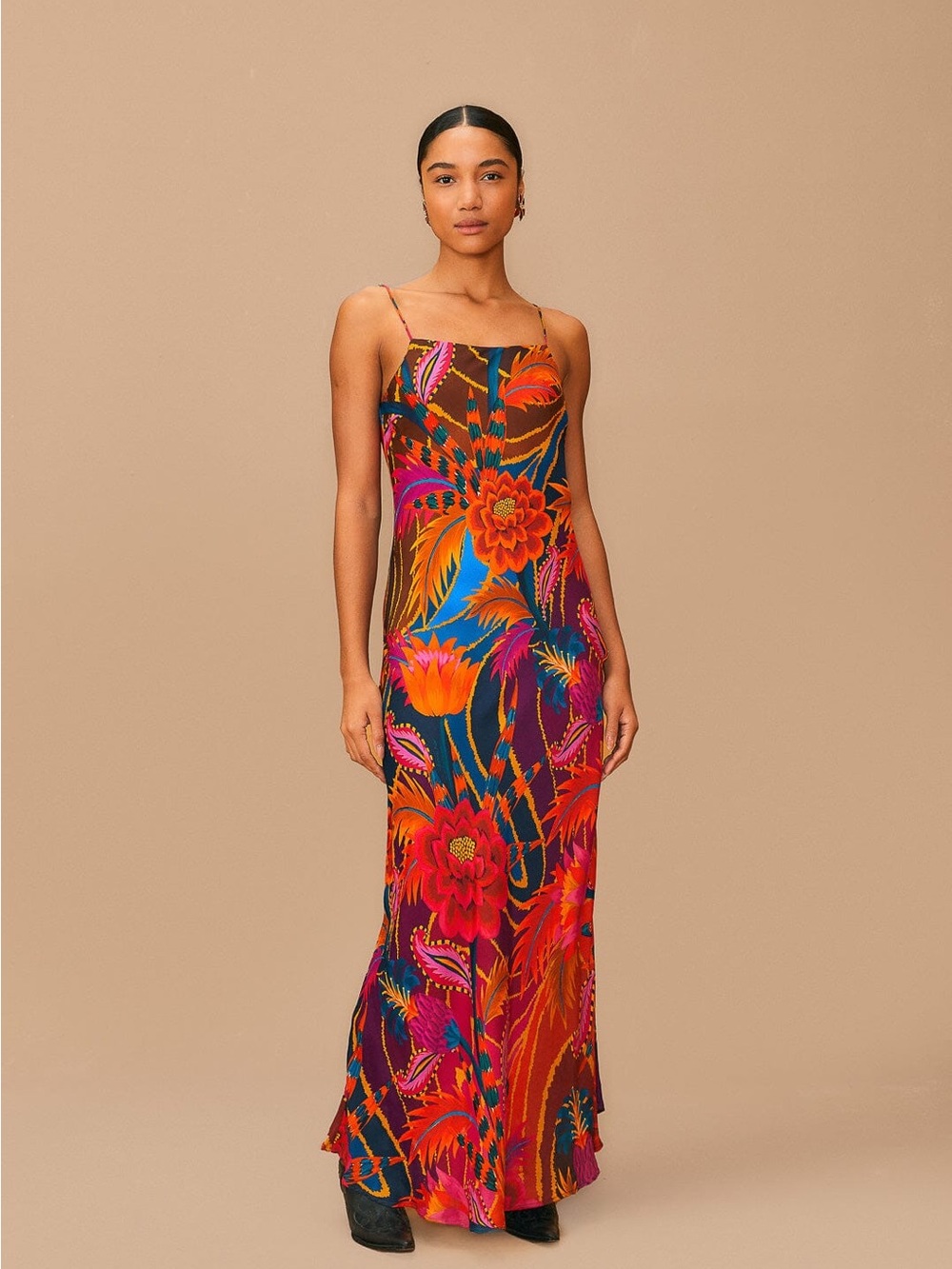 Farm Rio Vintage Wave Multicolor Viscose Maxi Dress S NWT